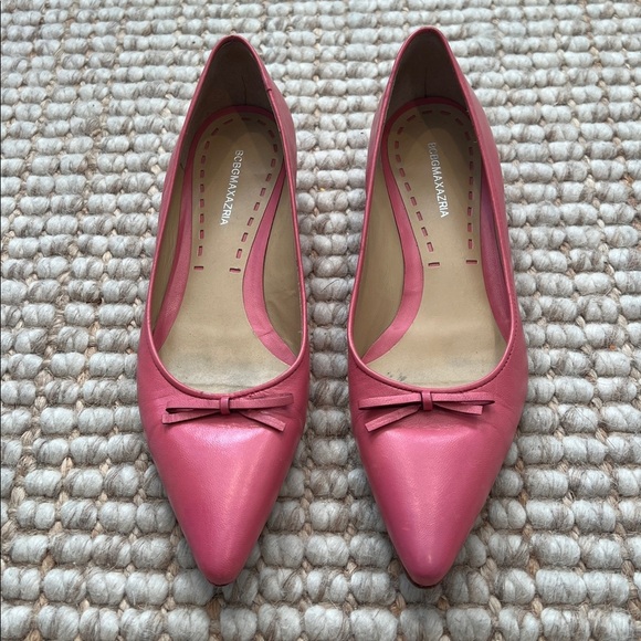 BCBGMaxAzria Pink Leather Flats - Picture 1 of 8